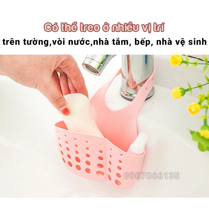 Giỏ/Túi silicon treo bồn rửa bát đựng dụng cụ rửa chén bát loại rẻ