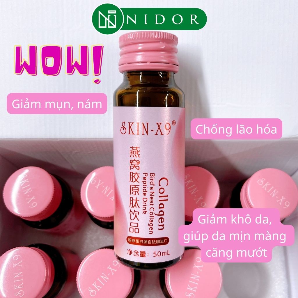 Nước Yến Collagen Hồng Skin X9 trắng da gấp 5 lần - Hỗ trợ điều tri mụn, nám, nội tiết, tàn nhang