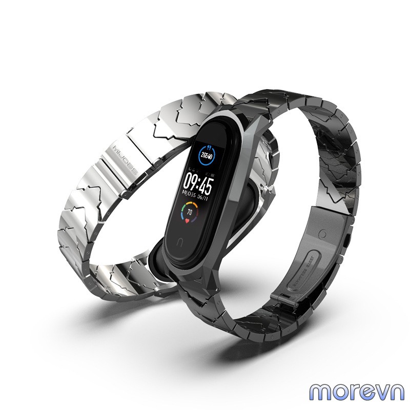 Dây đeo kim loại V-SHAPE Mi band 5, miband 6 chính hãng Mijobs - dây đeo kim loại thay thế mi band 6, miband 5 (Mijobs)