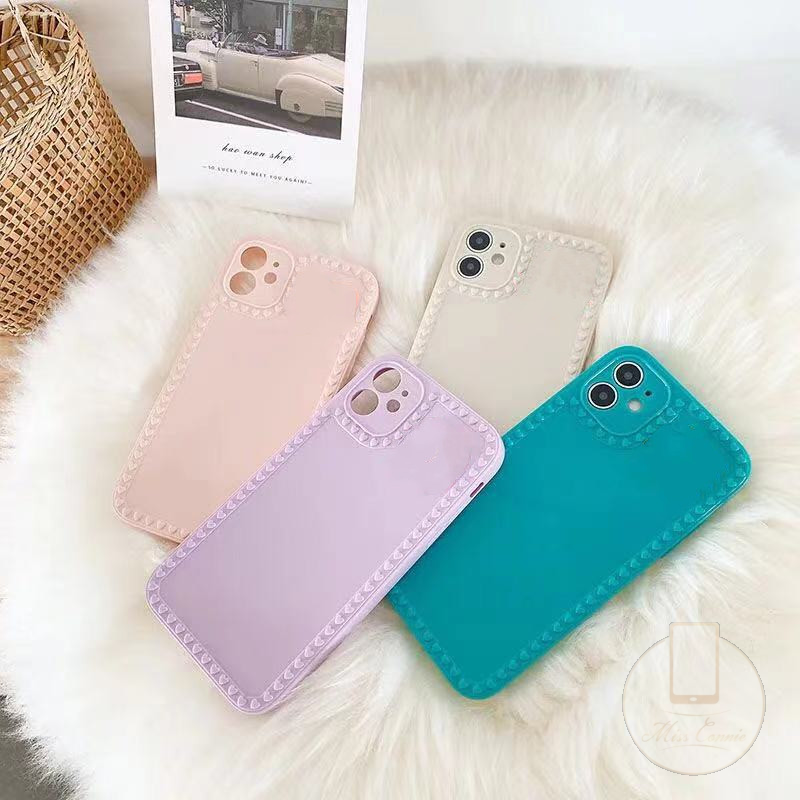 Ốp lưng dạng vuông viền trái tim bảo vệ camera cho iPhone 12 11ProMax 6 6S 7 8 Plus X XS XR XSMax SE2020 | BigBuy360 - bigbuy360.vn