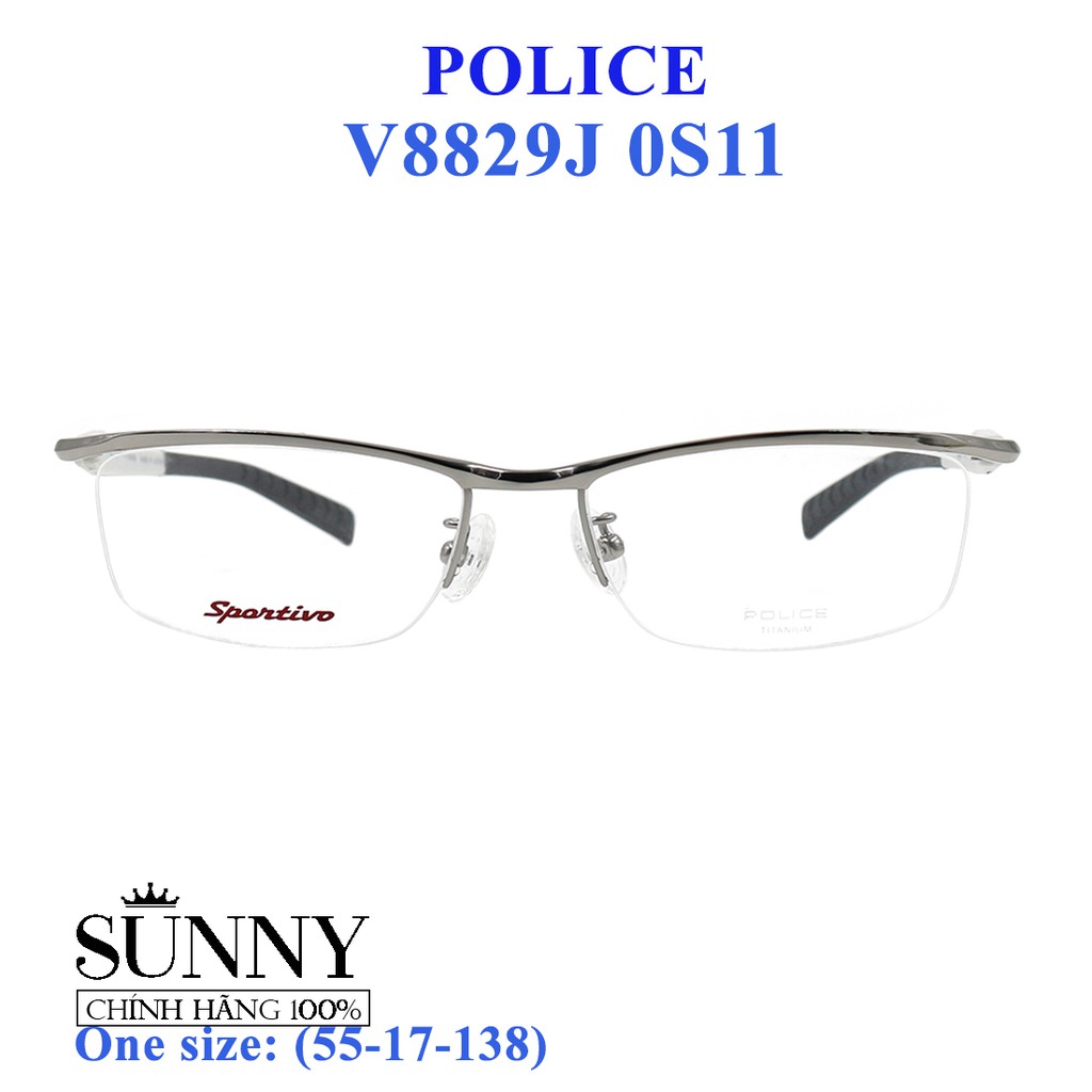 Gọng kính chính hãng Police V8829J màu sắc thời trang, thiết kế dễ đeo bảo vệ mắt