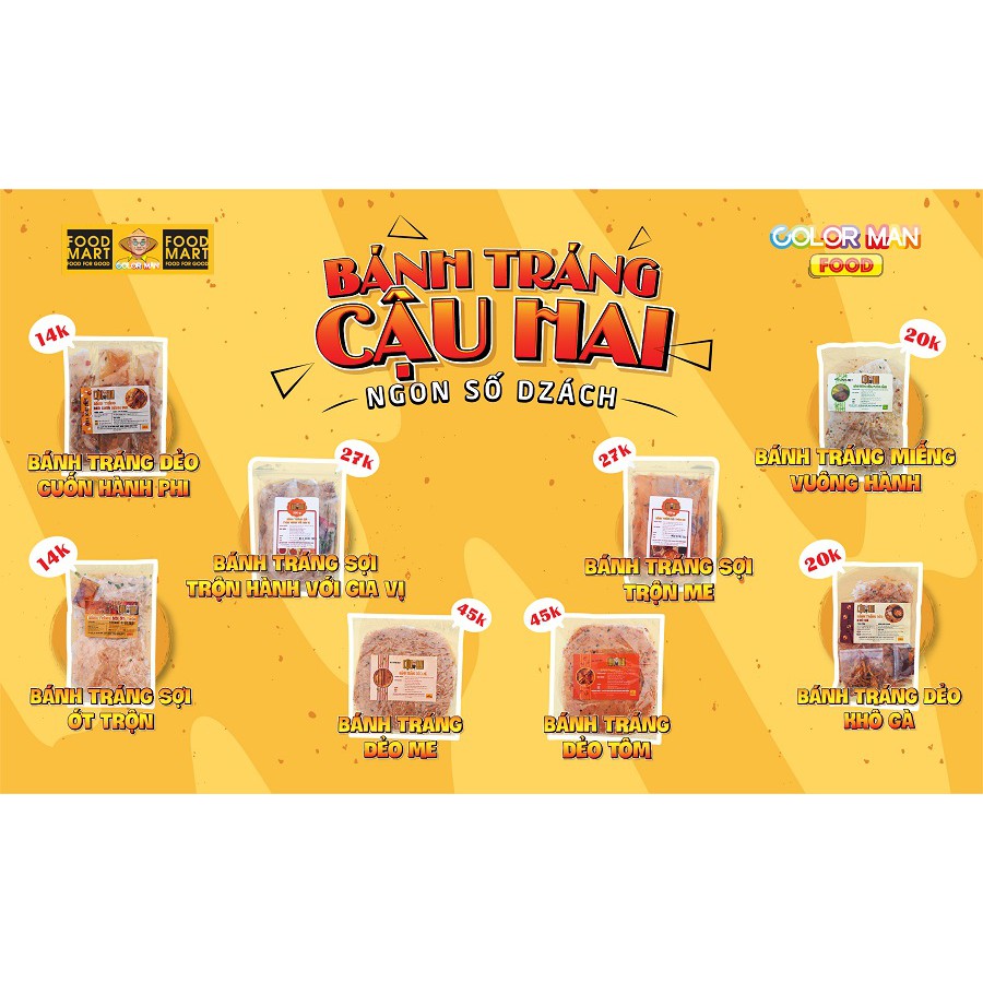 Bánh Tráng Miếng Vuông Hành Cậu Hai COLOR MAN (100g) tuyển chọn từ vùng nguyên liệu bánh tráng nổi tiếng Tây Ninh