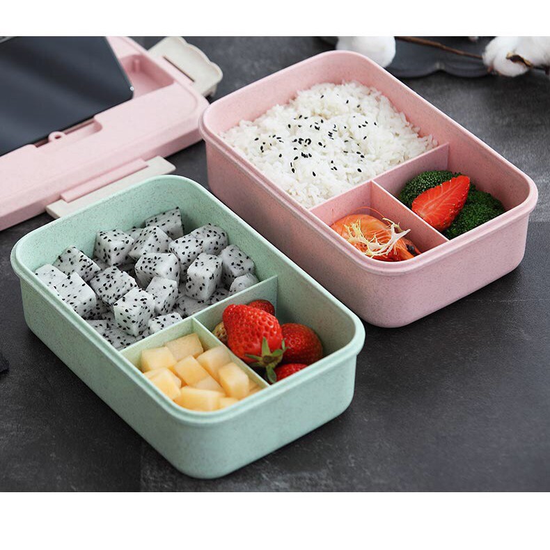 [ FREESHIP ] Hộp đưng cơm lúa mạch 3 ngăn kèm đũa thìa cao cấp 1000ml | BigBuy360 - bigbuy360.vn