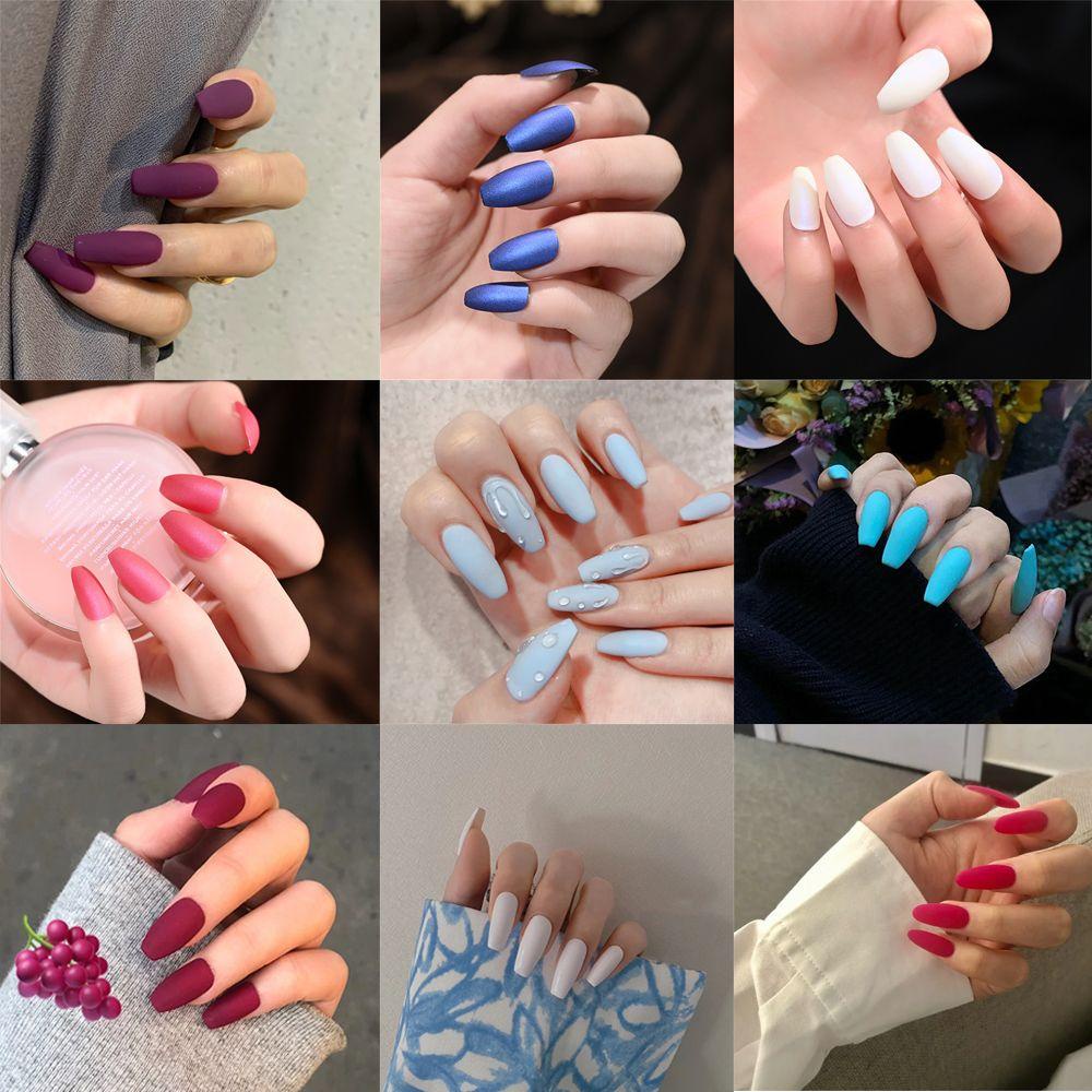 Bộ 24 Móng Tay Giả Bóng Lấp Lánh Che Phủ Toàn Diện Cho Nữ