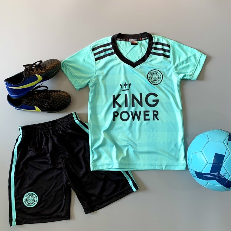 Bộ Quần áo đá banh trẻ em đội C.L.B Leicester City Xanh ngọc - Thun lạnh - Vải đẹp