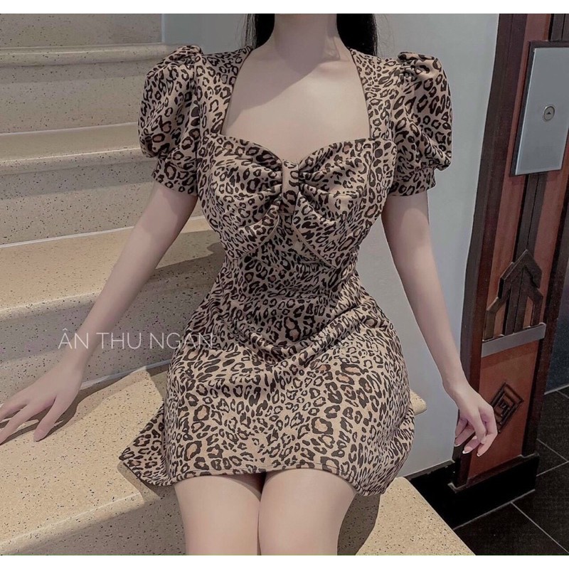 Đầm body hoạ tiết phối nơ to trước ngực siêu sang hàng cao cấp | BigBuy360 - bigbuy360.vn