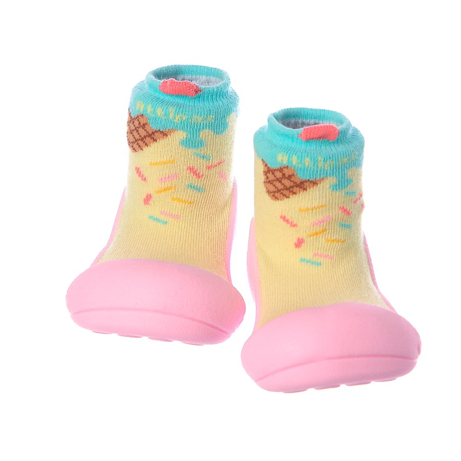 Giày tập đi Attipas Ice Cream - Pink/Mustard nhập Hàn Quốc - cho bé trai /bé gái từ 3 - 24 tháng: đế mềm & chống trượt