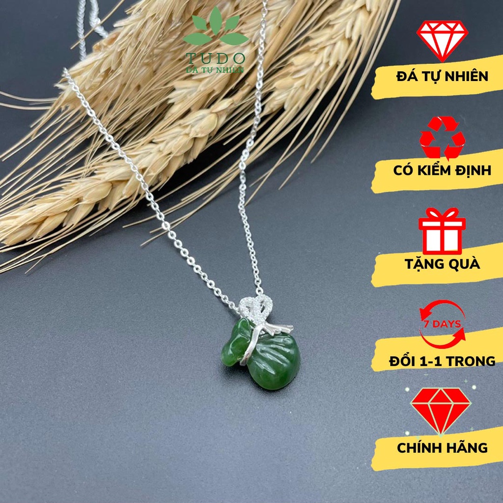 Vòng Cổ Dây Chuyền Bạc Phong Thủy Đa Mệnh Túi Tiền TUDO TTNB thắt nơ - Tiền Tài