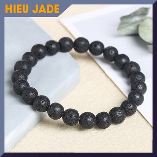 Vòng tay phong thủy đá nham thạch Lava đen may mắn tài lộc Hieu Jade VD12