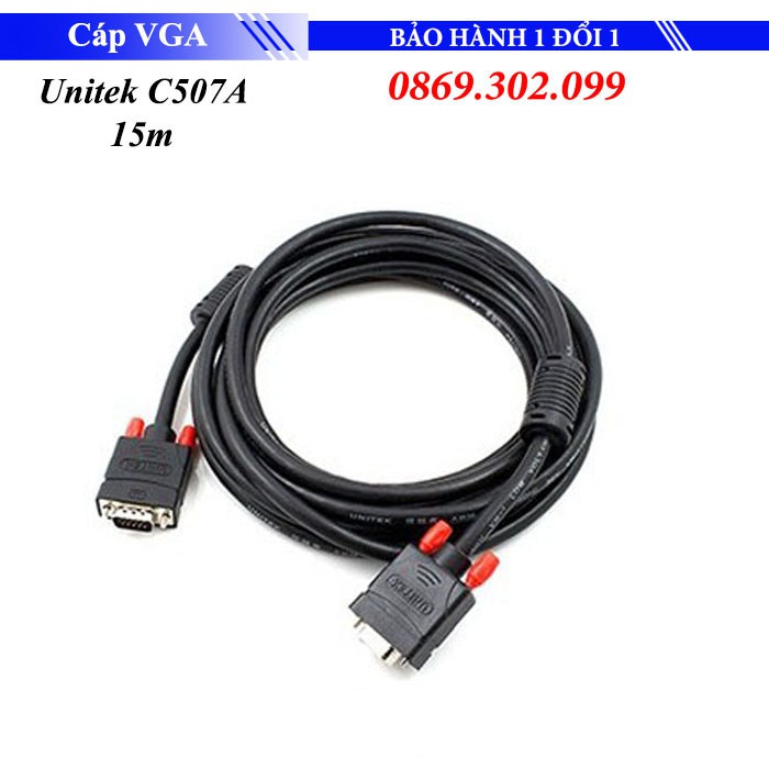 Cáp VGA 2 đầu đực Unitek Y-C507A dài 15m