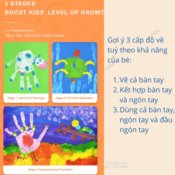 [Mã LIFE1404ALL giảm 20K đơn 50K] Màu Vẽ Tay Mideer Finger Paint An Toàn Dễ Tẩy Rửa - Cho Bé Từ 3 Tuổi