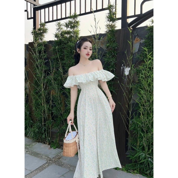 ĐẦM HOA MIDI KEM BẸT VAI