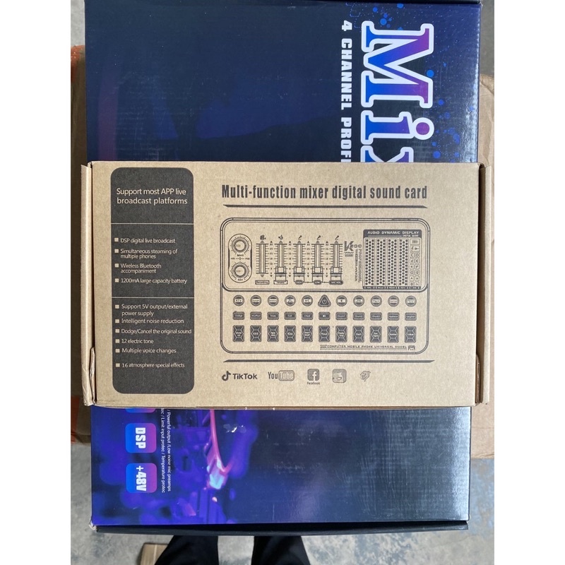 Sound Card Livestream K500 – Thu âm, Karaoke Livestream FB, Bigo live hỗ trợ tốt các dòng mic 5v