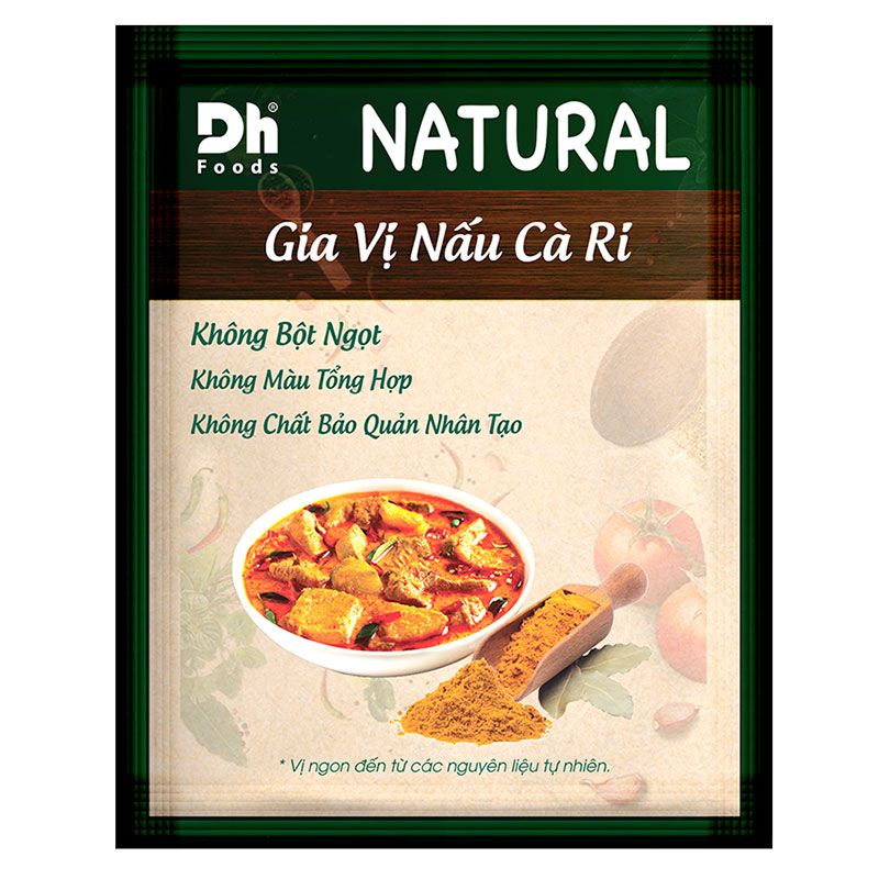 Gia Vị Nấu Cà Ri Chính Hãng Natural Dh Foods Gói 10G