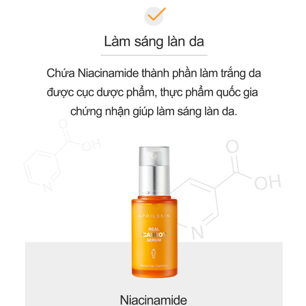 Tinh Chất Cà Rốt Dành Cho Da Mụn Phục Hồi Da April Skin Real Carrot Serum 45g