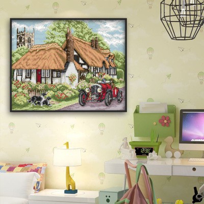 Tranh thêu chữ thập ngôi nhà xinh đẹp Beautiful home F357 (5) (tranh chưa thêu)