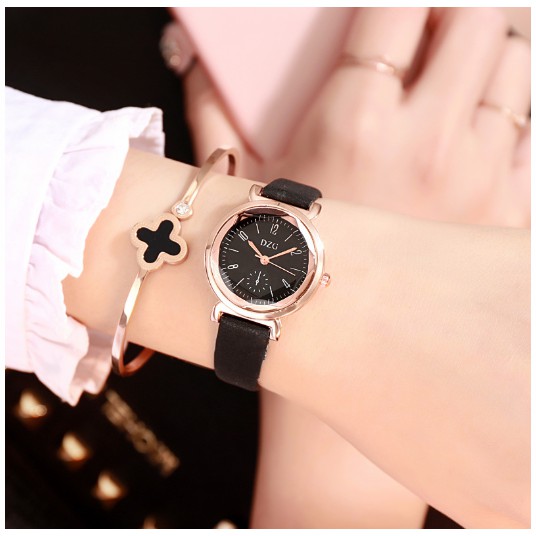 ĐỒNG HỒ NỮ DÂY DA DZG MẶT 3D LA MÃ 338 THỜI TRANG SIÊU ĐẸP | BigBuy360 - bigbuy360.vn