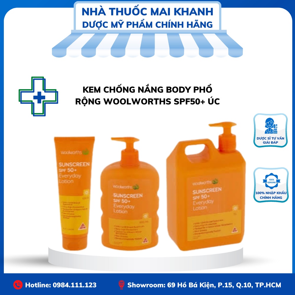 Kem chống nắng Woolworths Úc Kem chống nắng body 1 lít Kem chống nắng can 50SPF++ (date 2025)