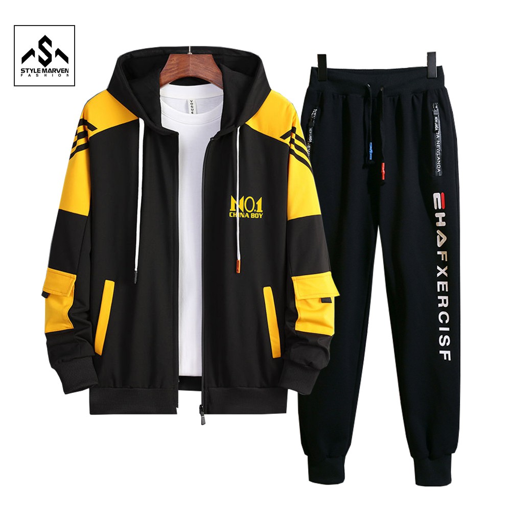 Bộ thể thao nam thu đông STYLE MARVEN áo khoác nhẹ NO.1 kết hợp jogger nỉ bo gấu năng động - SET NAM 90000180