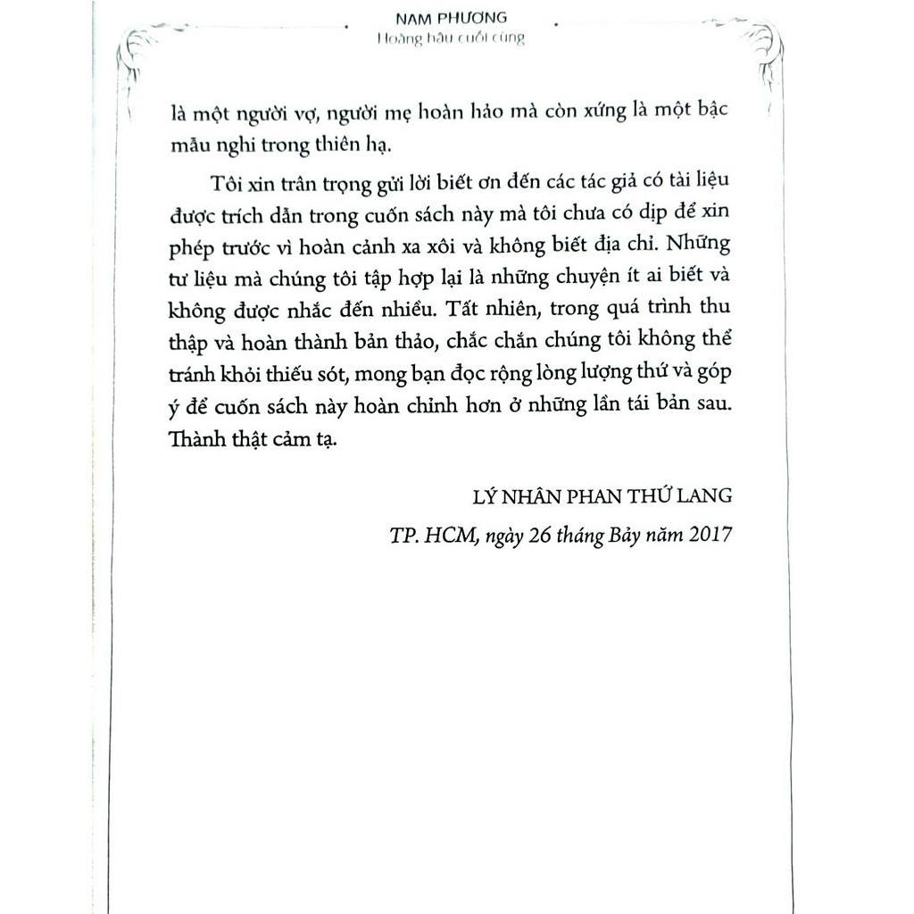 Sách - Nam Phương hoàng hậu cuối cùng - Lý Nhân Phan Thứ Lang