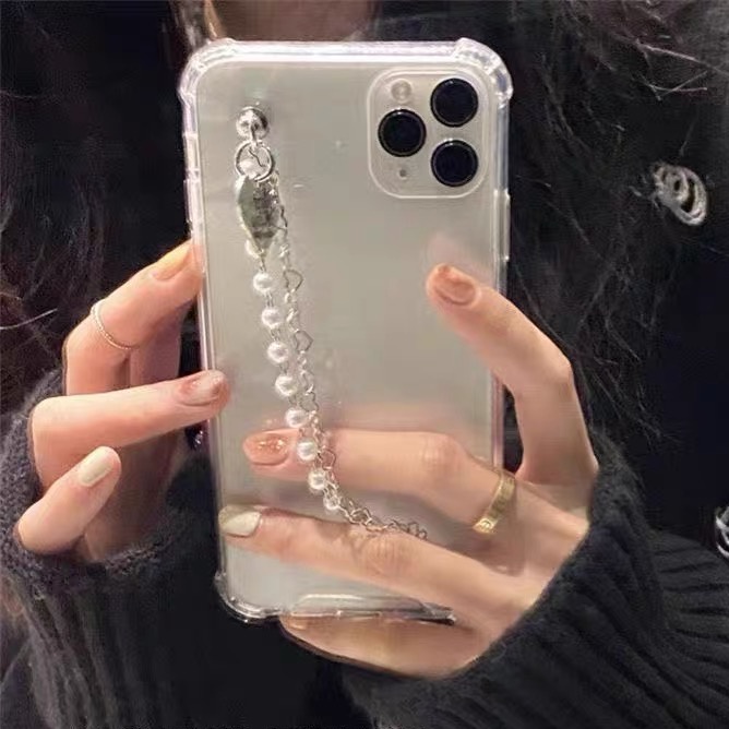 Ốp Điện Thoại Trong Suốt Đính Ngọc Trai Cho Iphone 14 plus 14 pro max 13 12 mini pro max 11 pro max xs max XR X 6 6s 7 8 plus