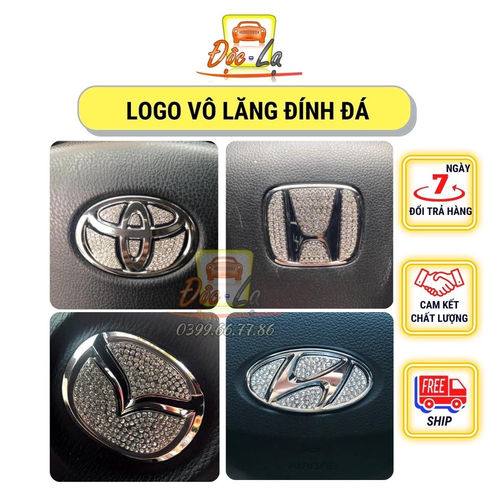 Dán LOGO vô lăng đính đá sang trọng cho xe HYUNDAI-TOYOTA-MZDA-HONDA-MECCIDES-KIA phong cách VIP Nhật Bản