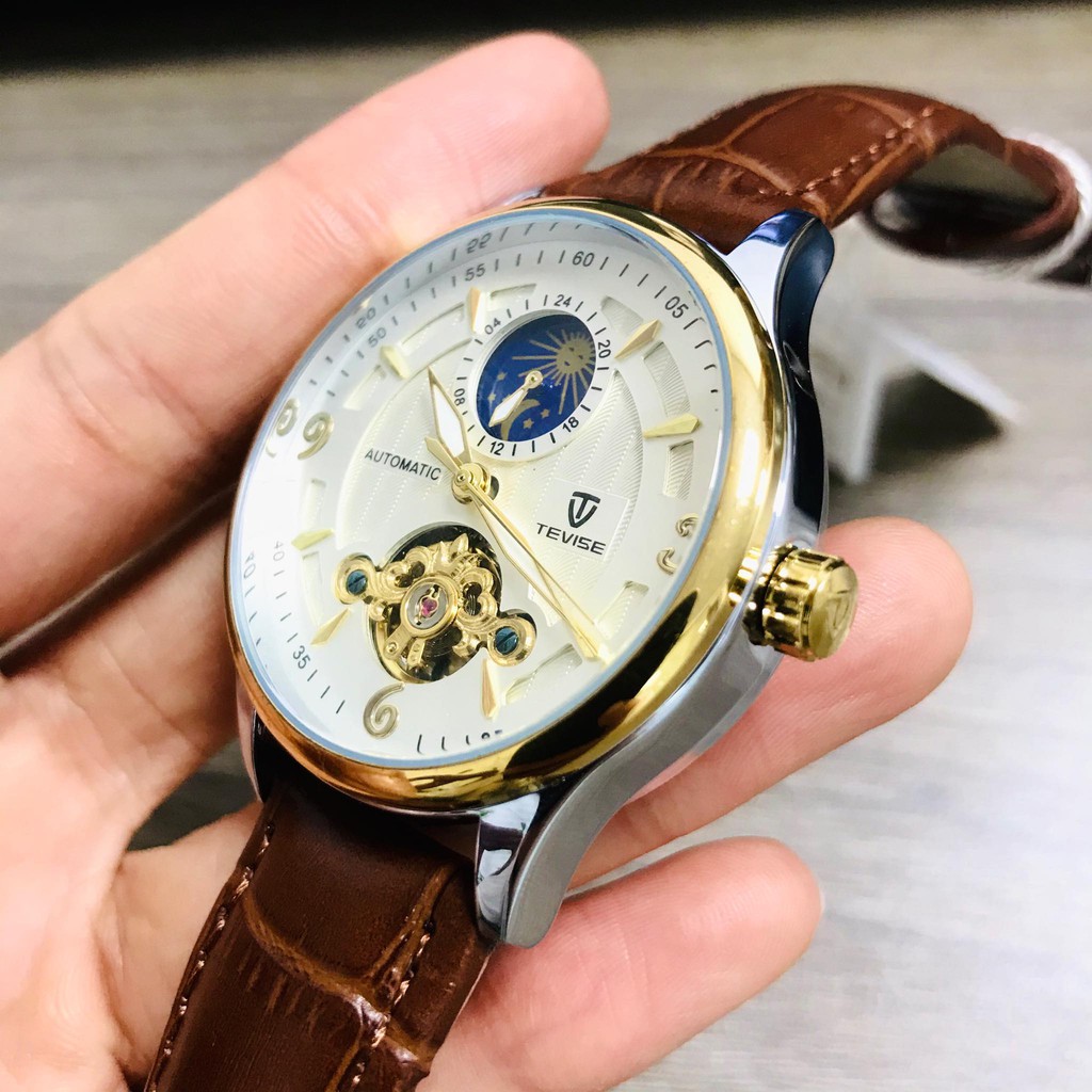 Đồng Hồ Nam Cơ Tự Động Automatic Chính Hãng TEVISE Dây Da Cao Cấp Đẹp Giá Rẻ Chống Nước Chống Xước | BigBuy360 - bigbuy360.vn