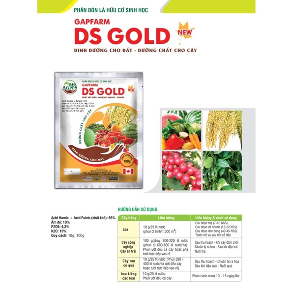 Phân bón lá sinh học DS GOLD 10gr
