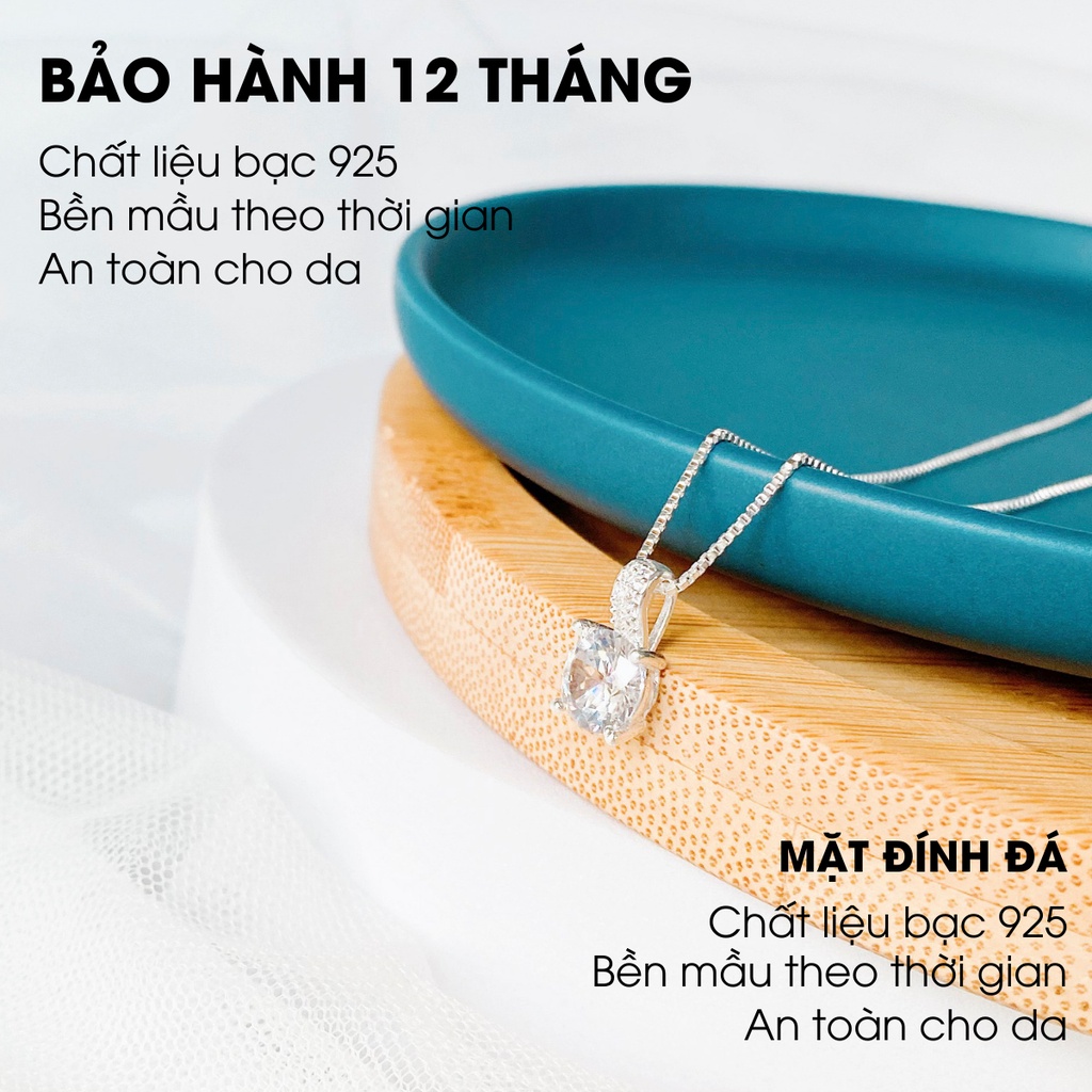 Dây chuyền bạc ATJ9069 cao cấp , vòng cổ mặt nụ đá tròn ANTA Jewelry