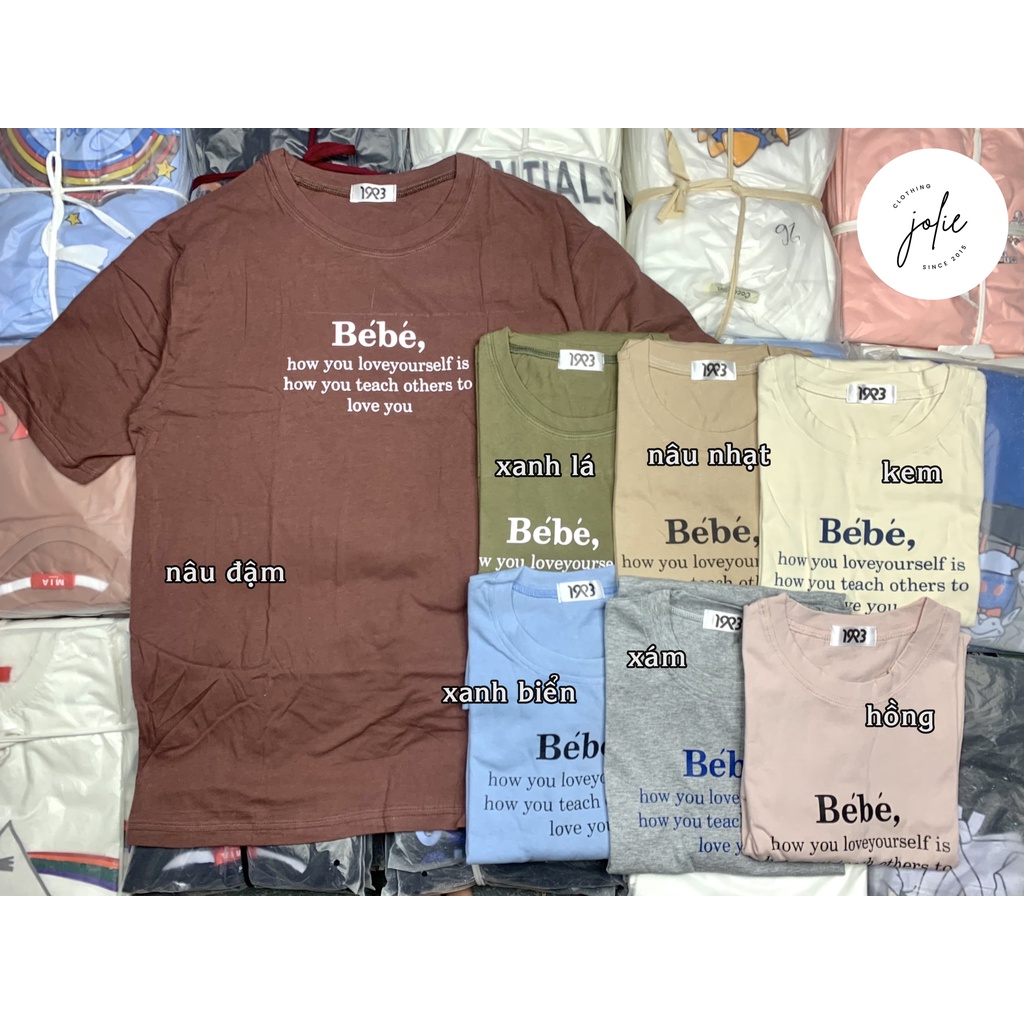 Áo thun tay lỡ, Áo phông nữ form rộng dáng Unisex/Ulzzang mặc lẻ cặp nhóm hoạ tiết in chữ Bébé, chất cotton 100%