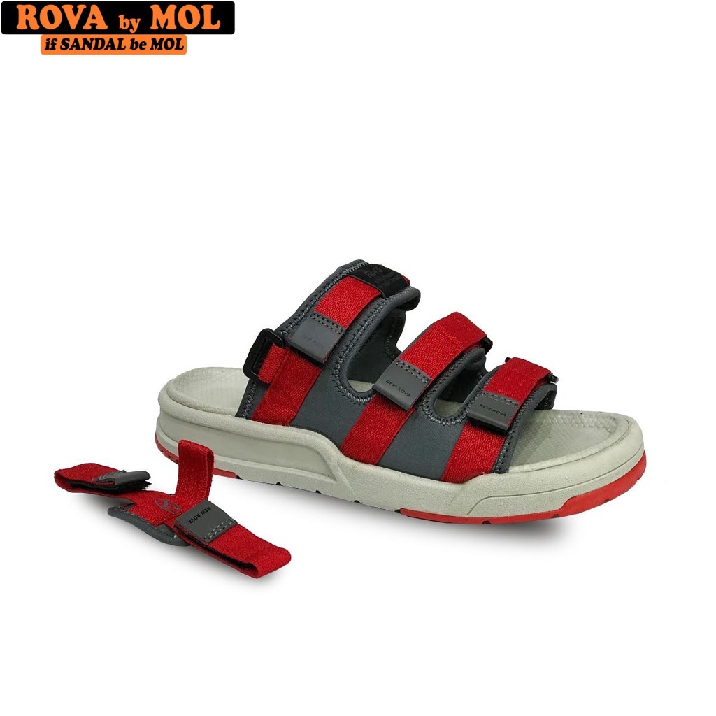 Giày sandal unisex nam nữ 3 quai ngang có quai hậu tháo rời mang đi học đi biển du lịch hiệu Rova RV333-1R