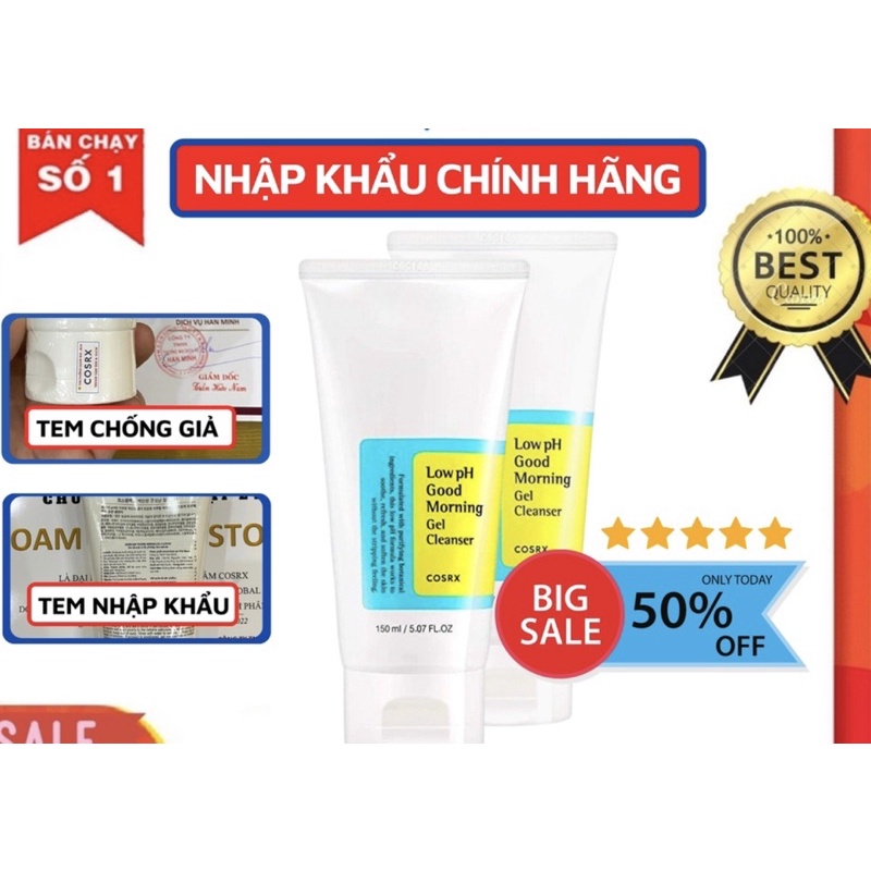 Sữa Rửa Mặt Cosrx Low PH Good Morning Gel Cleanser, SRM COSRX Dạng Gel Chiết Từ Dầu