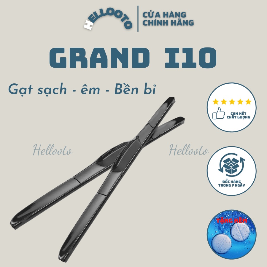 Gạt mưa ô tô, Gạt mưa silicone DOLY 3 khúc cao cấp xe Grand I10 2014 đến 2022, + tặng kèm viên sủi kính