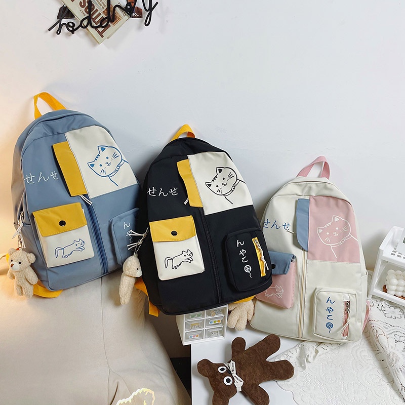 Ba lô IELGY đeo vai cỡ lớn phong cách Harajuku dễ thương cho nữ