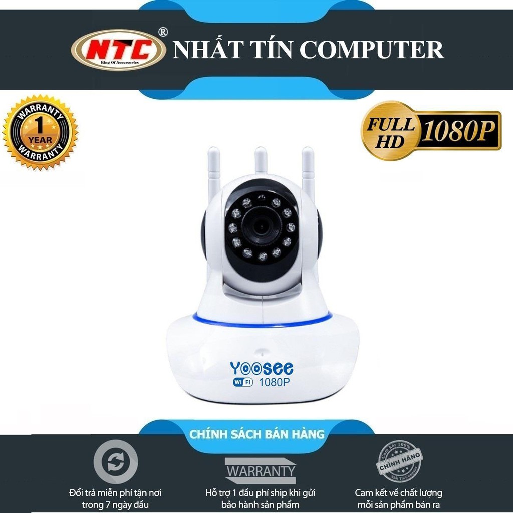 Camera IP Wifi Yoosee 3 Râu 2.0M FullHD 1080P 10 đèn hồng ngoại đàm thoại 2 chiều (Trắng)