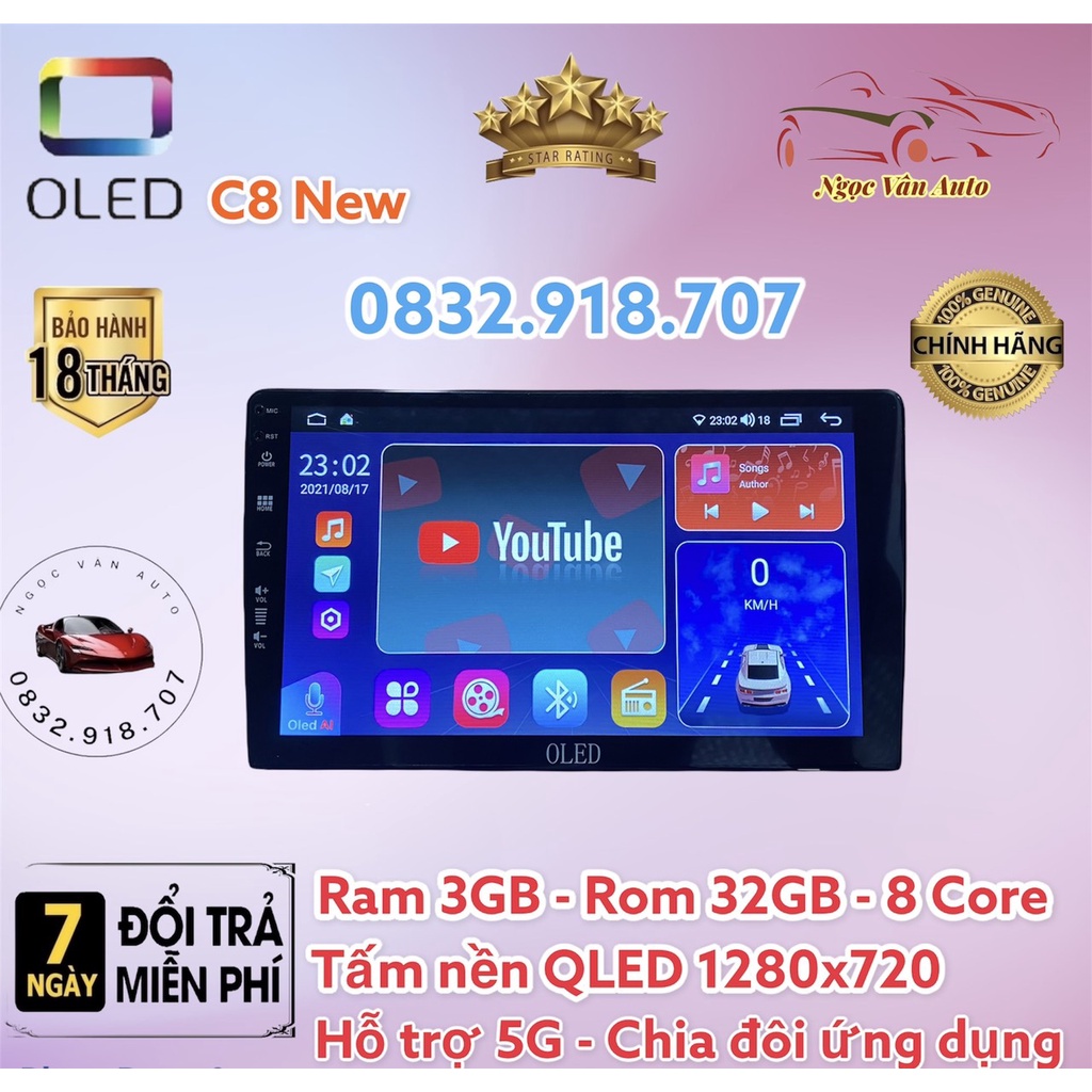 Màn hình android OLED C8 New theo xe Vios + Yaris 2014 - 2018 kèm dưỡng và jack nguồn zin theo xe