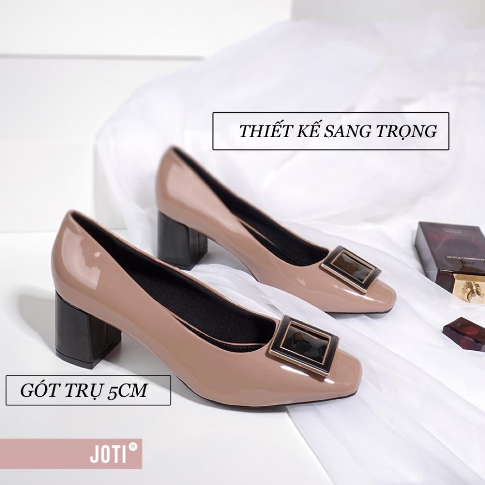 Giày Cao Gót Nữ JOTI Mikala 3259VN5 - Mũi Vuông Bít Gót Đế Trụ Vuông Cao 5cm Da Bóng - Mang Công Sở Dự Tiệc $$