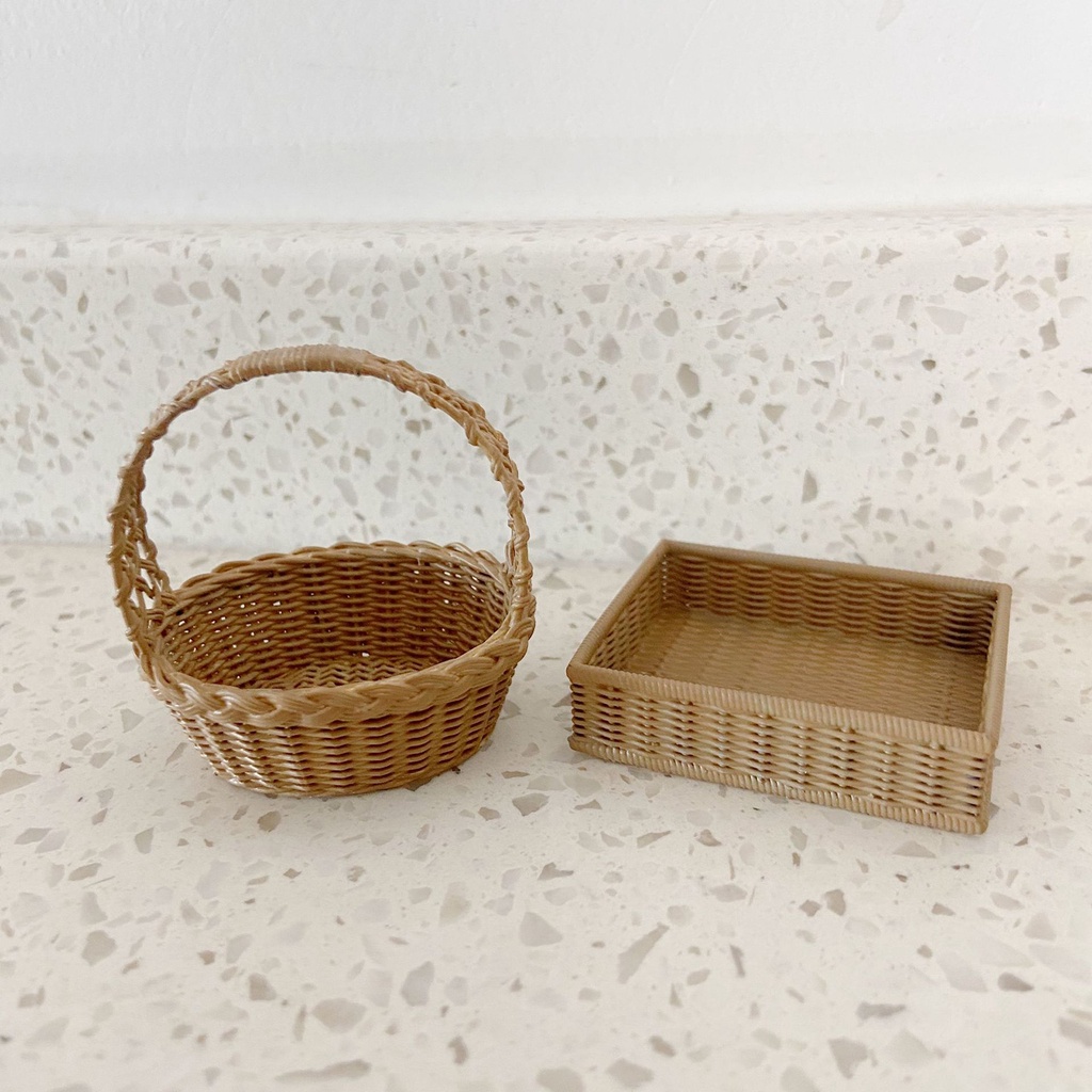 Wis| Giỏ Nhựa Mini Trang Trí Nhà Búp Bê Xinh Xắn