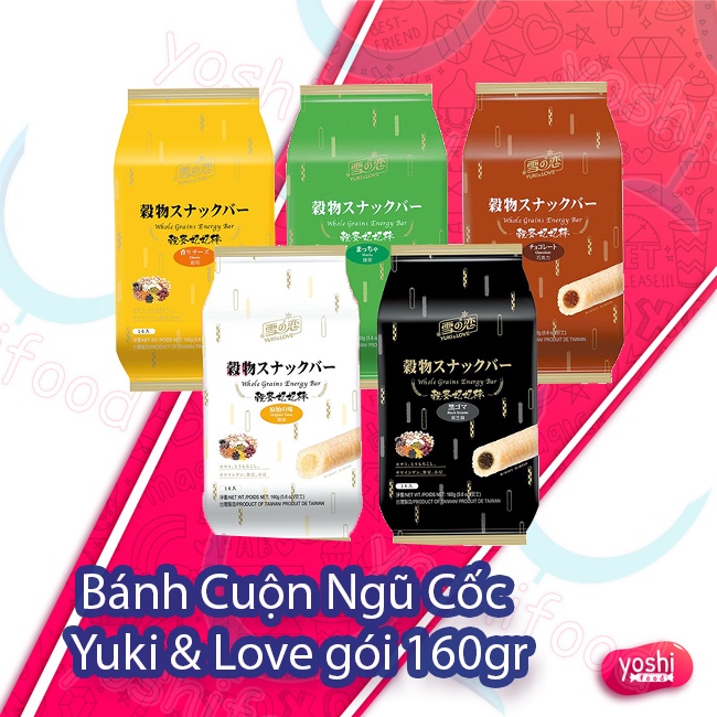 [Sale 50%] (5 Vị) Bánh Cuộn Ngũ Cốc Yuki &amp; Love gói 160gr (16 bánh)