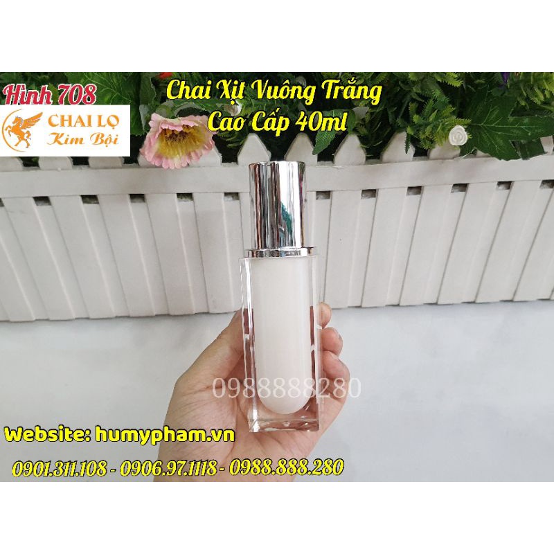 CHAI LỌ CHIẾT MỸ PHẨM - Chai Xịt Kem Vuông 40ml cao cấp