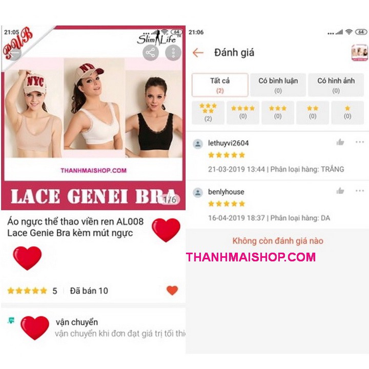 Áo ngực thể thao viền ren AL008 Lace Genie Bra kèm mút ngực