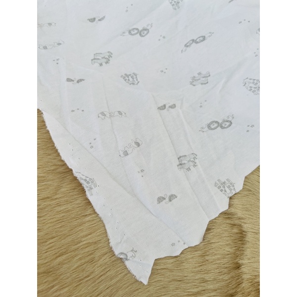Vải thun cotton sơ sinh 2c hoạ tiết động vật