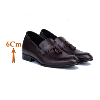 Giày tăng chiều cao nam t&tra cao 6cm - s1030 nâu tối - da bò thật 100%