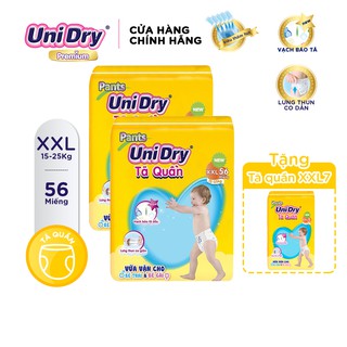 (Tặng 1 gói tã quần size XXL7) Combo 2 tã quần Unidry gói Super Jumbo size XXL (56 miếng)