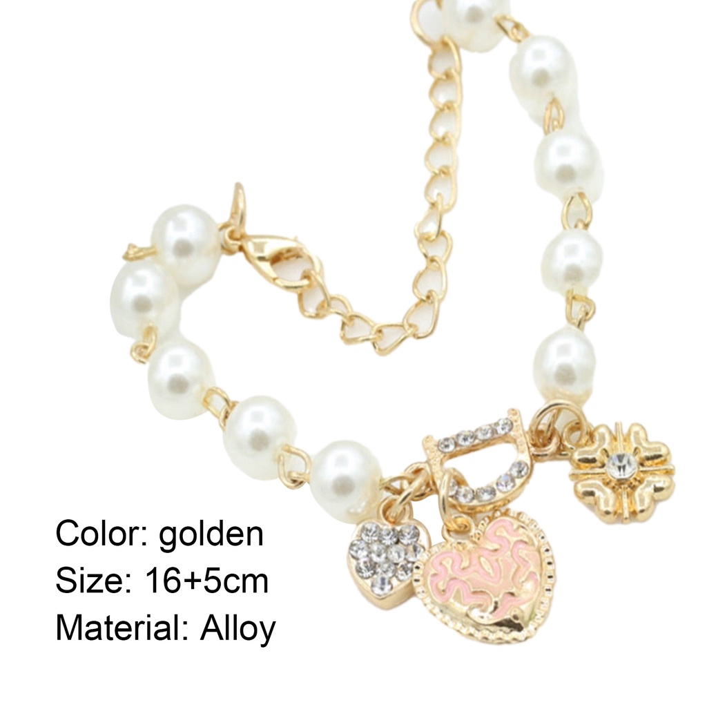 Lắc tay ngọc trai họa tiết trái tim xinh xắn cho nữ