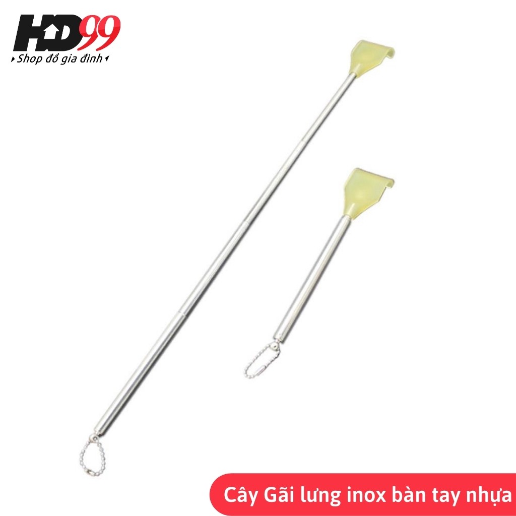 Cây Gãi Lưng Rút Gọn hình Bàn tay thông minh Cán Inox, đầu gãi bằng Nhựa cứng