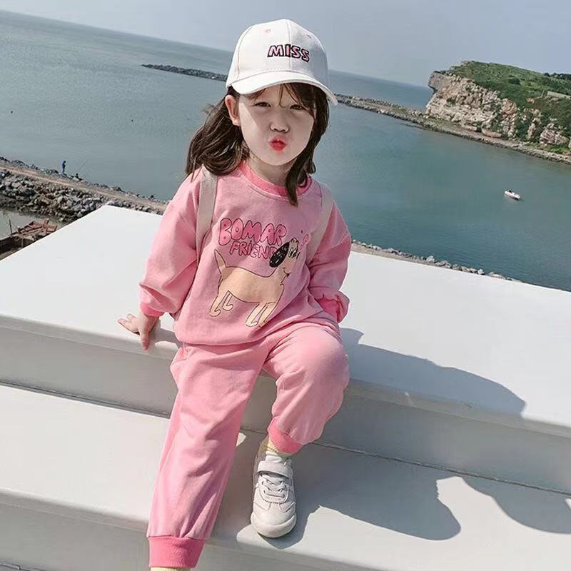 Bộ Áo Nỉ Cotton Nguyên Chất Và Quần Dài Thời Trang Mùa Thu Hàn Quốc Hàng Mới Dành Cho Bé Gái