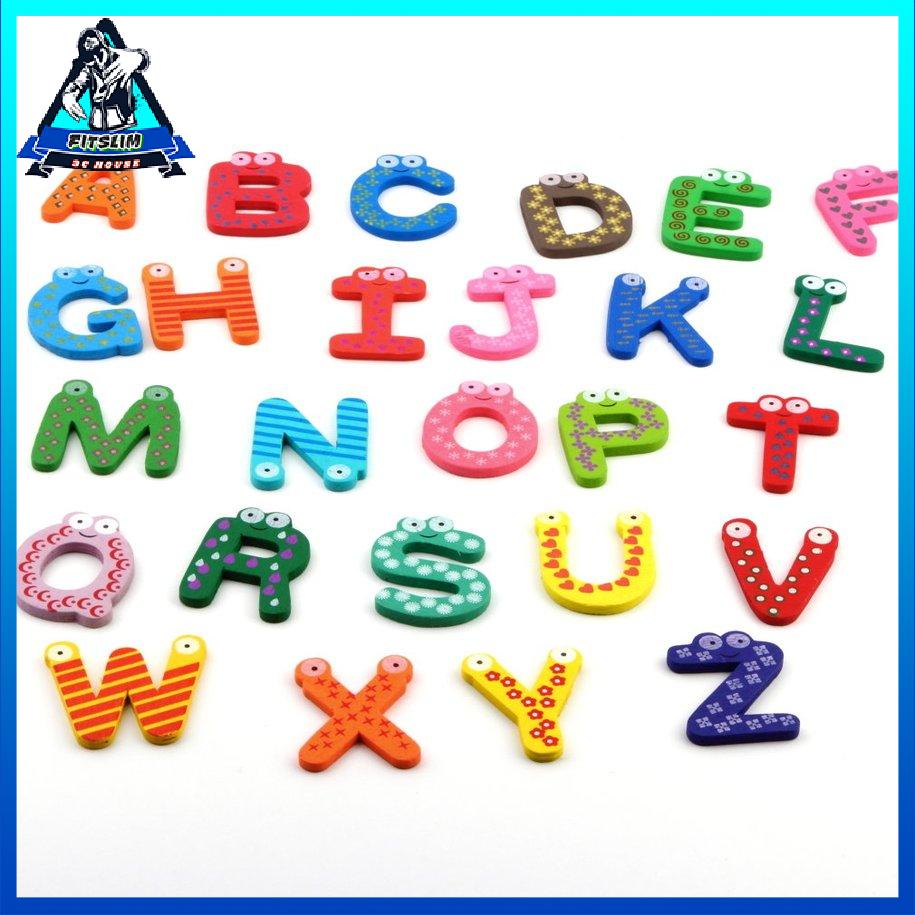 Tủ lạnh nam châm bằng gỗ cho bé Đồ chơi trẻ em AZ ABC Bảng chữ cái giáo dục 26 Chữ cái [8/3]