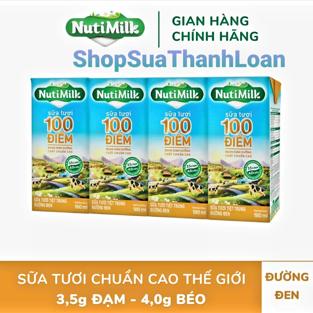 [HSD T9-2021] THÙNG 48 HỘP SỮA TƯƠI NUTI MILK ĐƯỜNG ĐEN 180ML