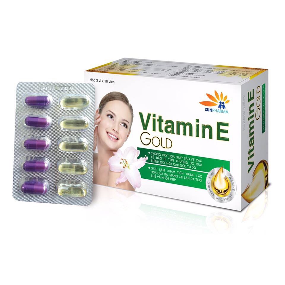 VITAMIN E ⚡FOLLOW Shop Giảm 5K⚡ VITAMIN E GOLD - Giúp Mang Lại Làn Da Tươi Trẻ & Khoẻ Đẹp